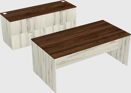 Parallel desk with credenza