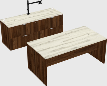 Parallel desk with credenza