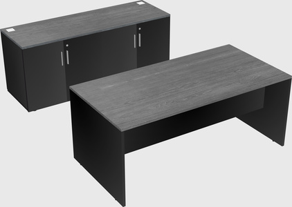Parallel desk with credenza