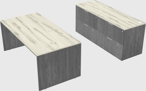 Parallel desk with credenza
