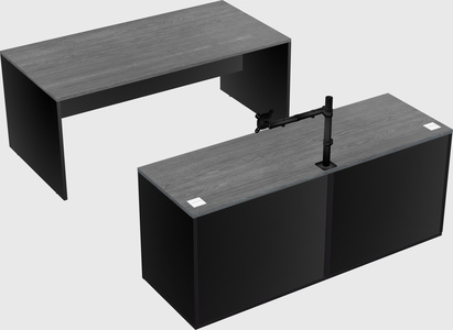 Parallel desk with credenza