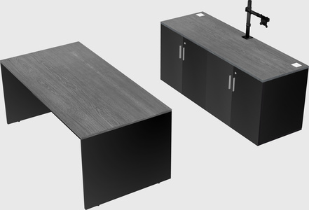 Parallel desk with credenza