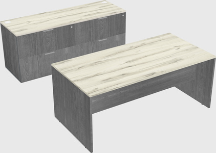 Parallel desk with credenza