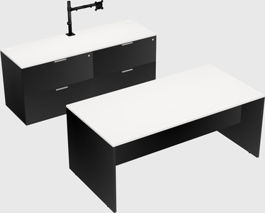 Parallel desk with credenza