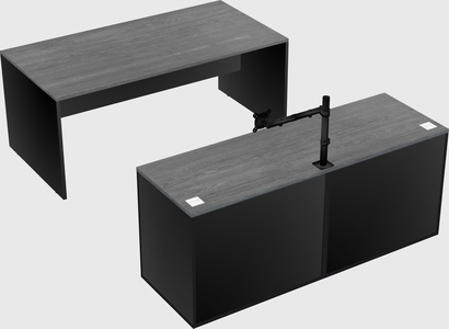 Parallel desk with credenza