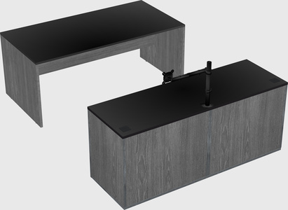Parallel desk with credenza