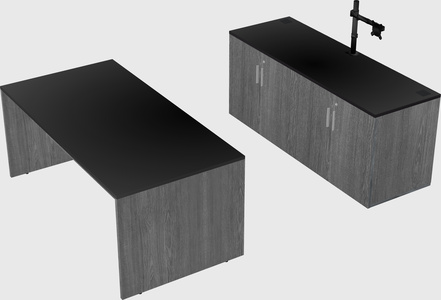 Parallel desk with credenza