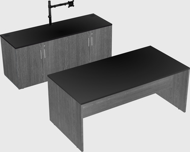 Parallel desk with credenza
