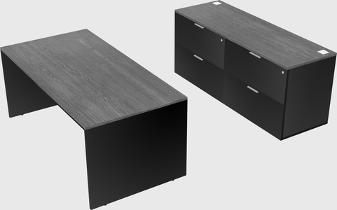 Parallel desk with credenza
