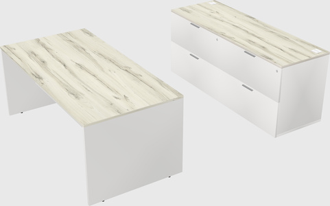 Parallel desk with credenza