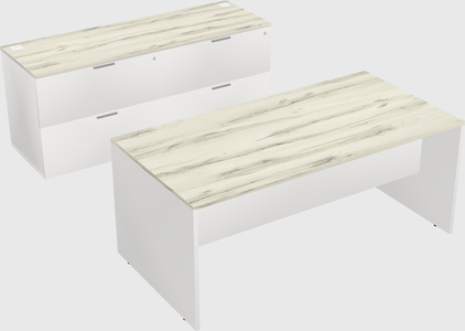 Parallel desk with credenza