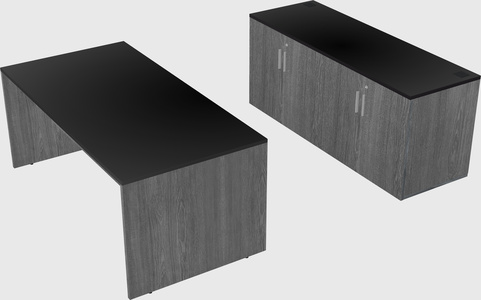 Parallel desk with credenza
