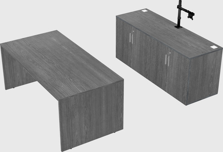 Parallel desk with credenza