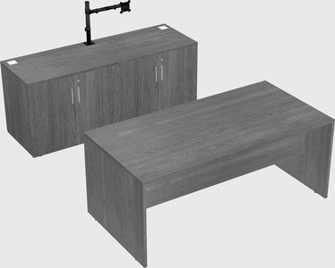 Parallel desk with credenza