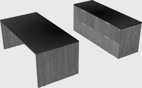 Parallel desk with credenza