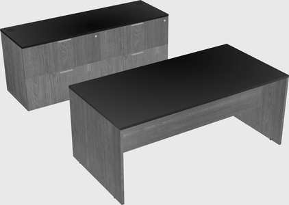 Parallel desk with credenza