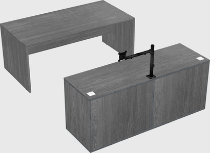 Parallel desk with credenza
