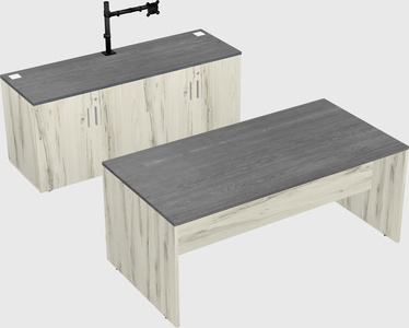 Parallel desk with credenza