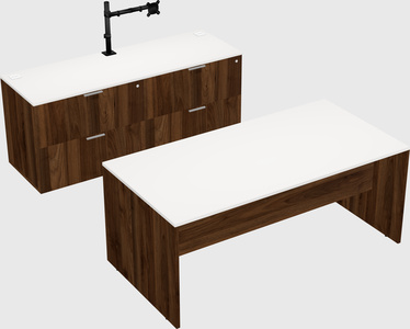 Parallel desk with credenza