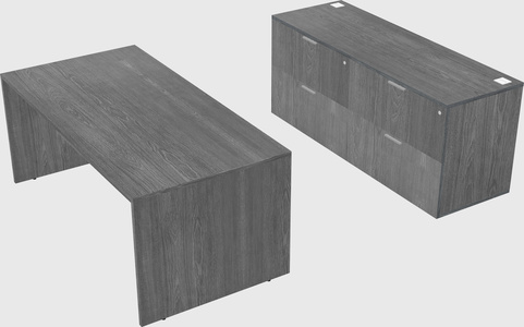 Parallel desk with credenza