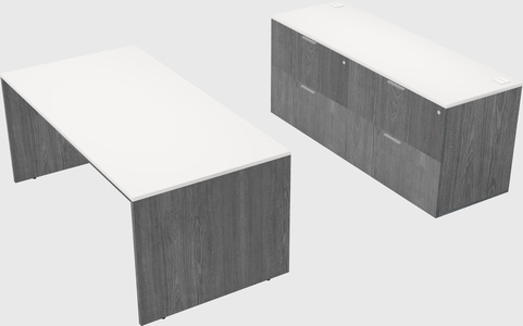 Parallel desk with credenza