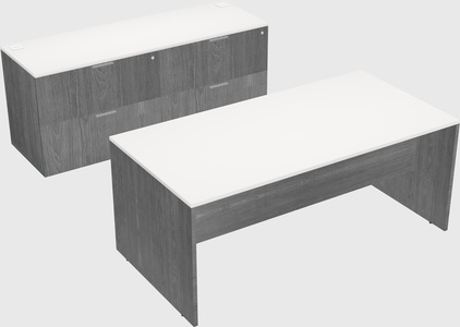 Parallel desk with credenza
