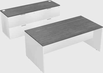 Parallel desk with credenza