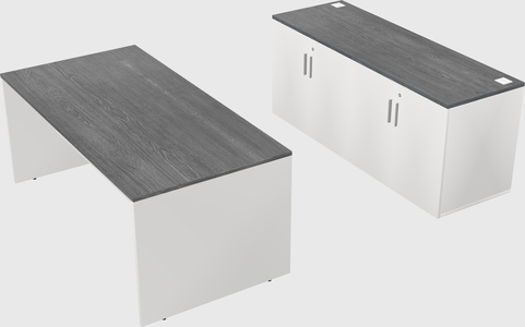 Parallel desk with credenza