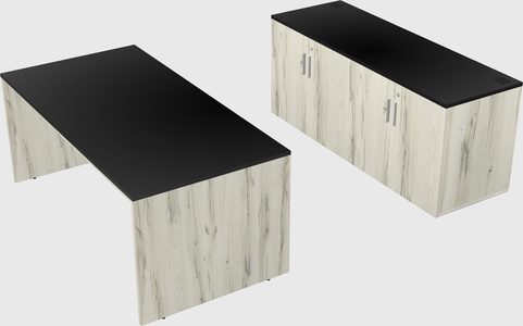 Parallel desk with credenza