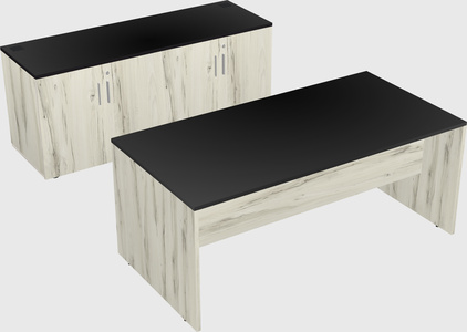 Parallel desk with credenza