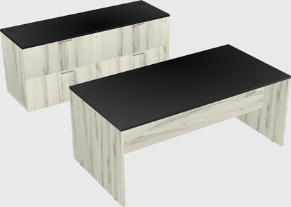 Parallel desk with credenza