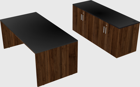 Parallel desk with credenza