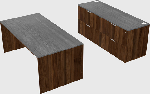 Parallel desk with credenza