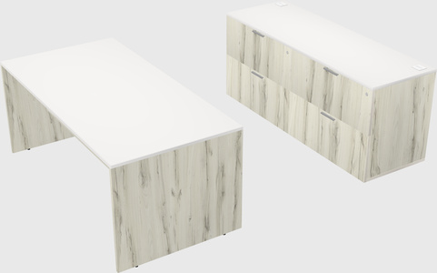 Parallel desk with credenza
