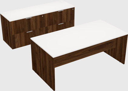 Parallel desk with credenza