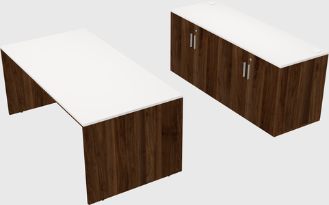 Parallel desk with credenza