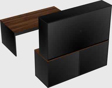 Parallel desk with credenza