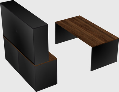 Parallel desk with credenza