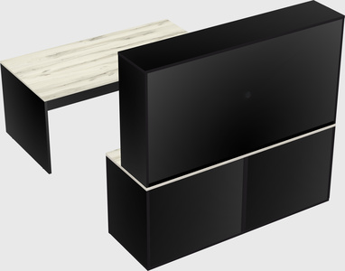 Parallel desk with credenza