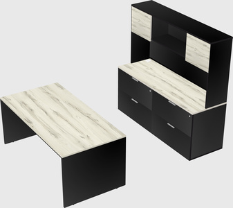 Parallel desk with credenza