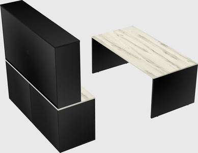 Parallel desk with credenza