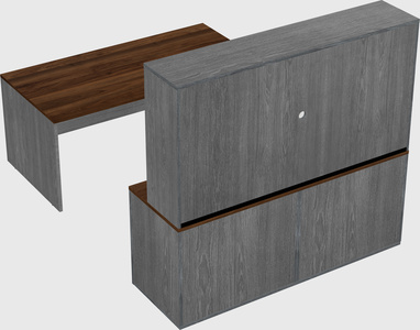 Parallel desk with credenza