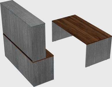 Parallel desk with credenza
