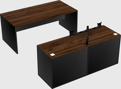 Parallel desk with credenza