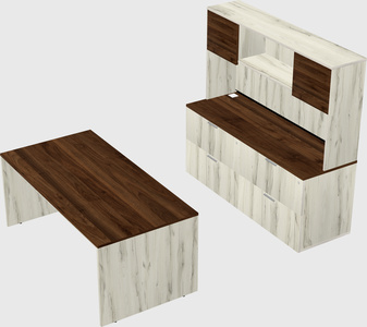 Parallel desk with credenza