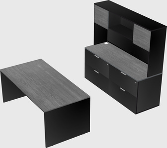 Parallel desk with credenza
