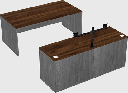 Parallel desk with credenza