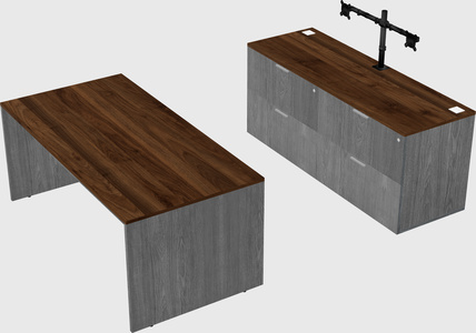 Parallel desk with credenza