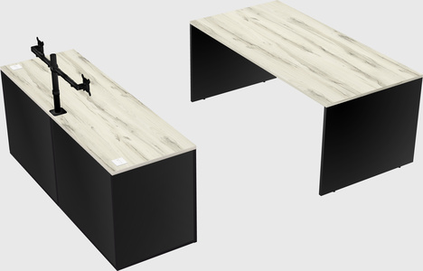 Parallel desk with credenza