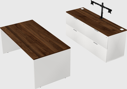 Parallel desk with credenza